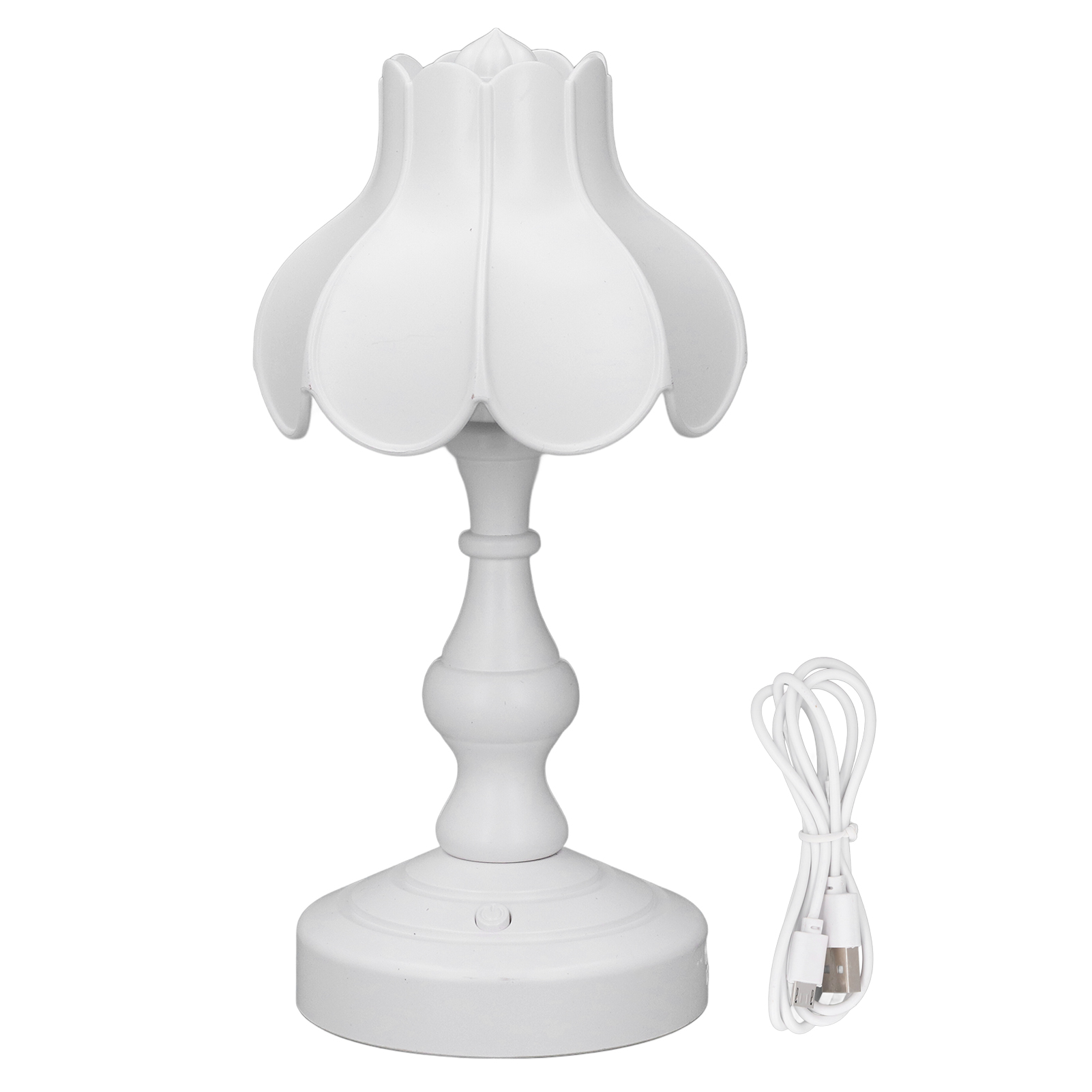 Blumenförmiges Nachtlicht Fürs Schlafzimmer, Mini-retro-led-nachttischlampe Mit Augenschutz, Wiederaufladbar Zum Lernen, Weiß.
