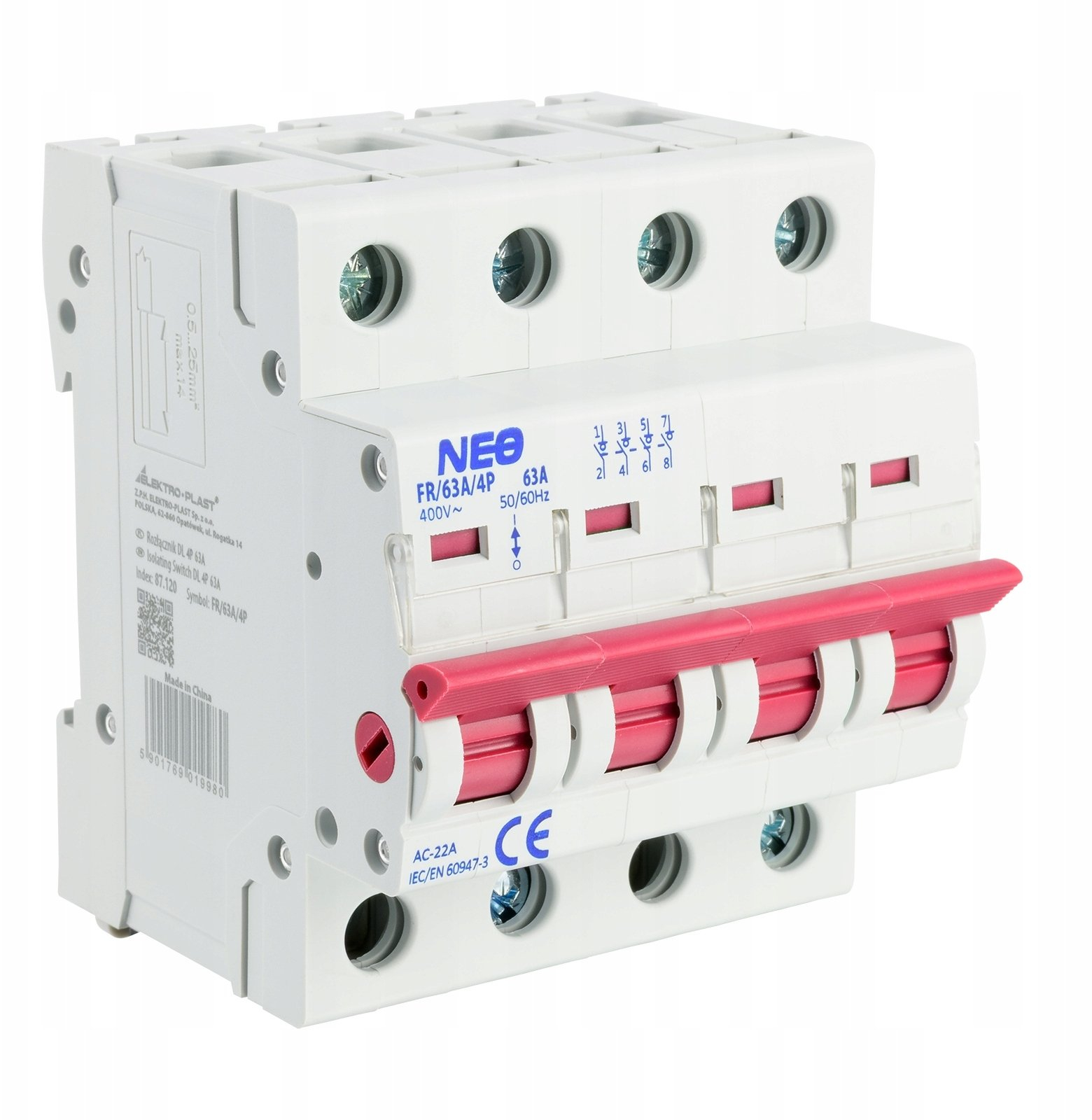 Isolier-schalter Elektro-plast Dl 4p 63a 4 Pole 500 V