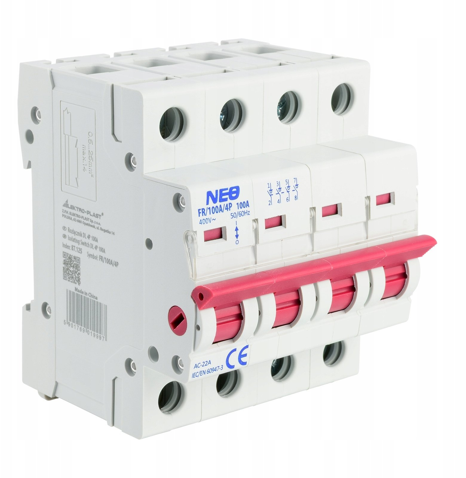 Isolier-schalter Elektro-plast Dl 4p 100a Ip20 500v