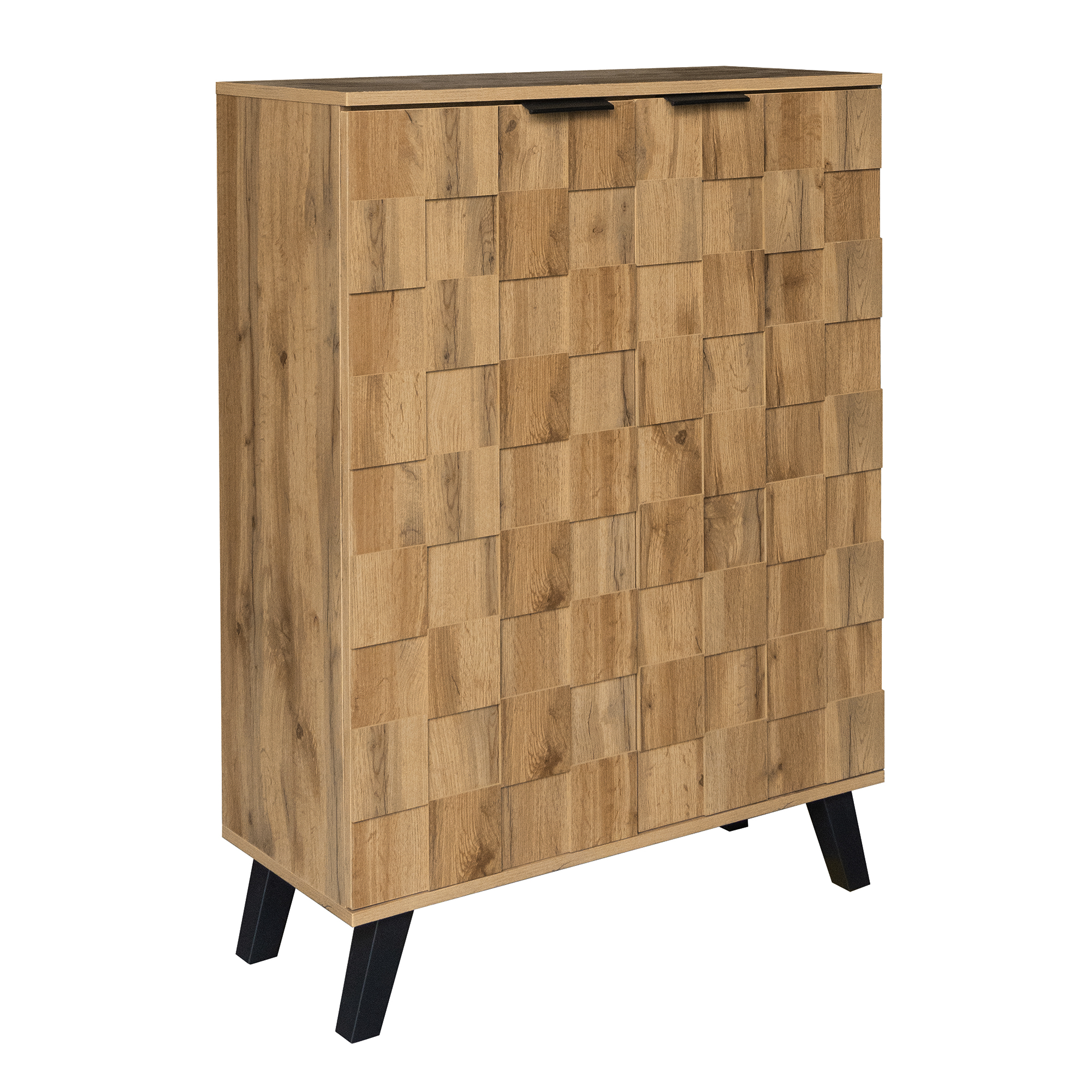 Elvmi Schuhschrank Mit 2 Türen, 5 Fächern Und 4 Verstellbaren Einlegeböden Für Flur Aus Spanplatte 80,5 × 35 × 109,5 Cm Holz