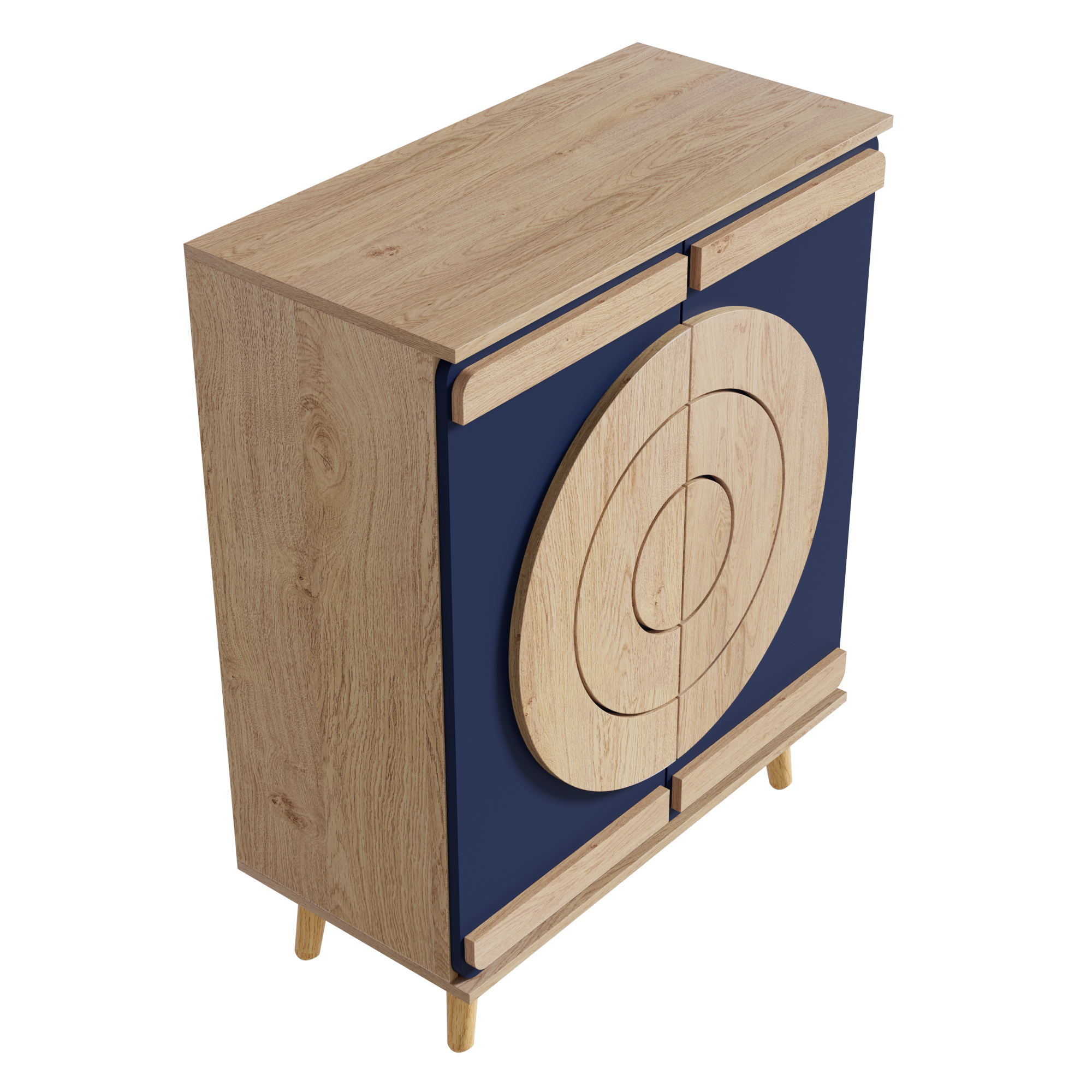 Elvmi Schuhschrank Mit Türen Und Einlegeböden, Für Eingangsbereich, Aus Spanplatte, 76 × 37 × 98.5 Cm, Blau Natur