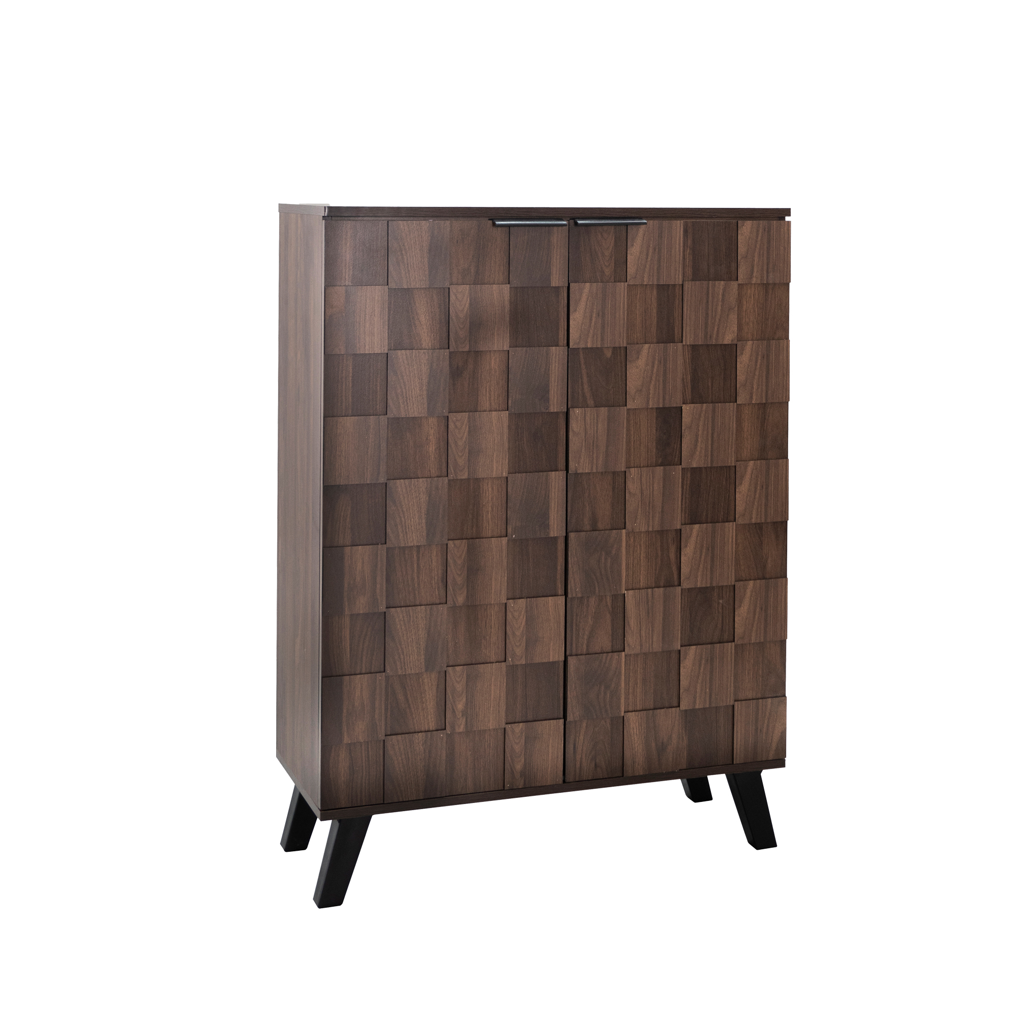 Elvmi Schuhschrank Mit 2 Türen, 5 Fächern Und 4 Verstellbaren Einlegeböden Für Flur Aus Spanplatte Holzoptik 80×35.5×110 Cm