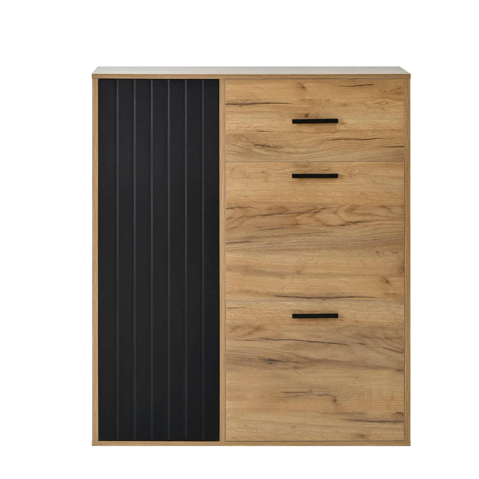 Elvmi Schuhschrank Mit 1 Schublade, 3 Türen Und Verstellbaren Einlegeböden Für Eingangsbereich Aus Spanplatte 80 × 24 × 95.5 Cm