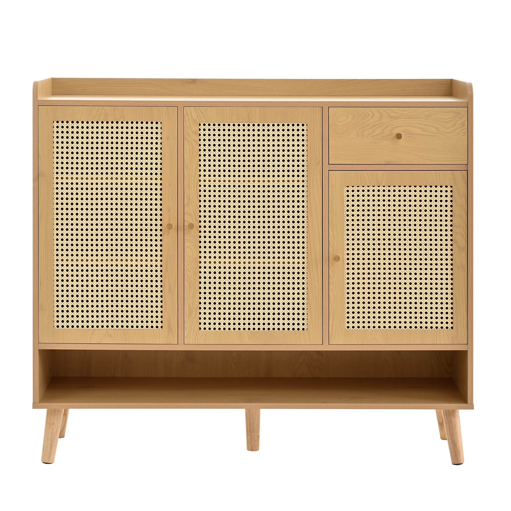 Elvmi Schuhschrank Mit 3 Türen, 1 Schublade Und 5 Einlegeböden, Für Flur, Aus Spanplatte, 120 × 35 × 106 Cm, Natur