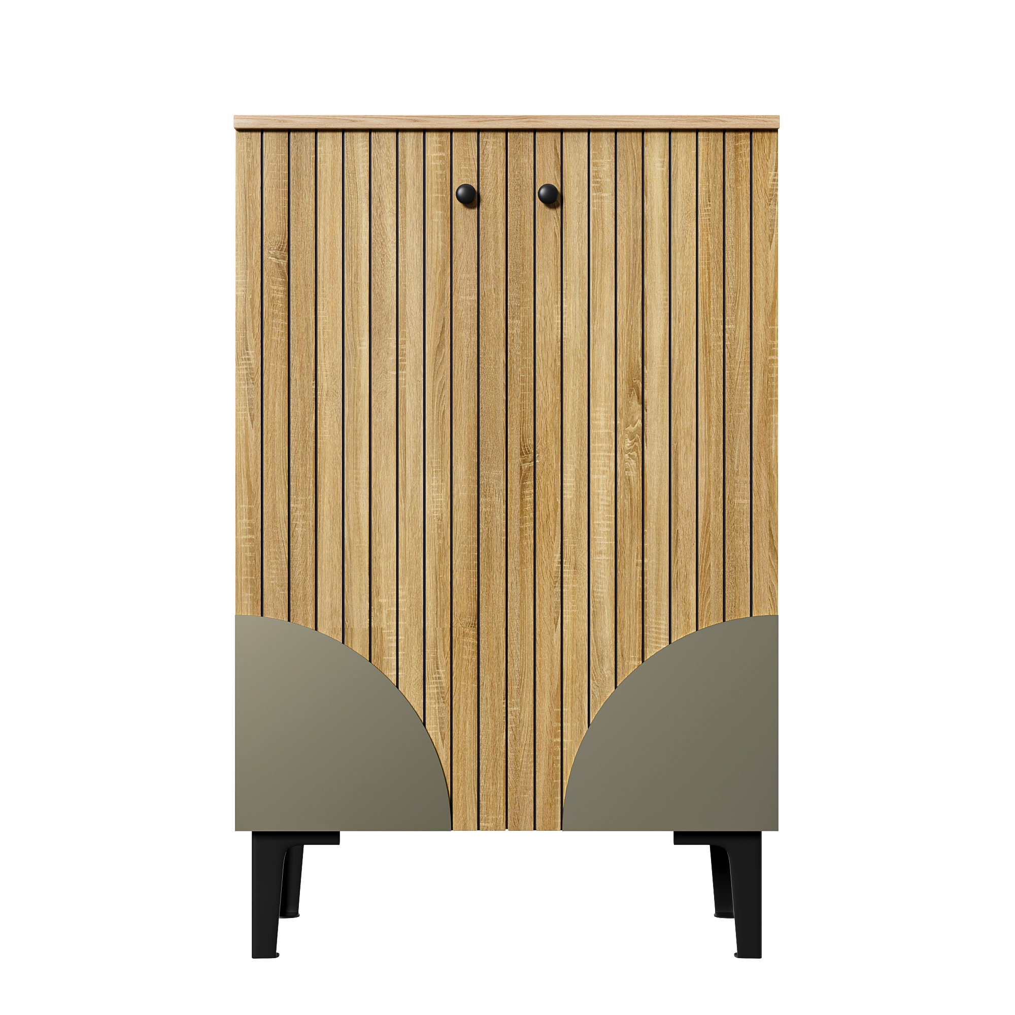 Elvmi Schuhschrank Mit 2 Türen Und Regalböden, Für Flur Und Eingang, Aus Mdf Und Spanplatte, 60 × 32 × 94 Cm, Natur
