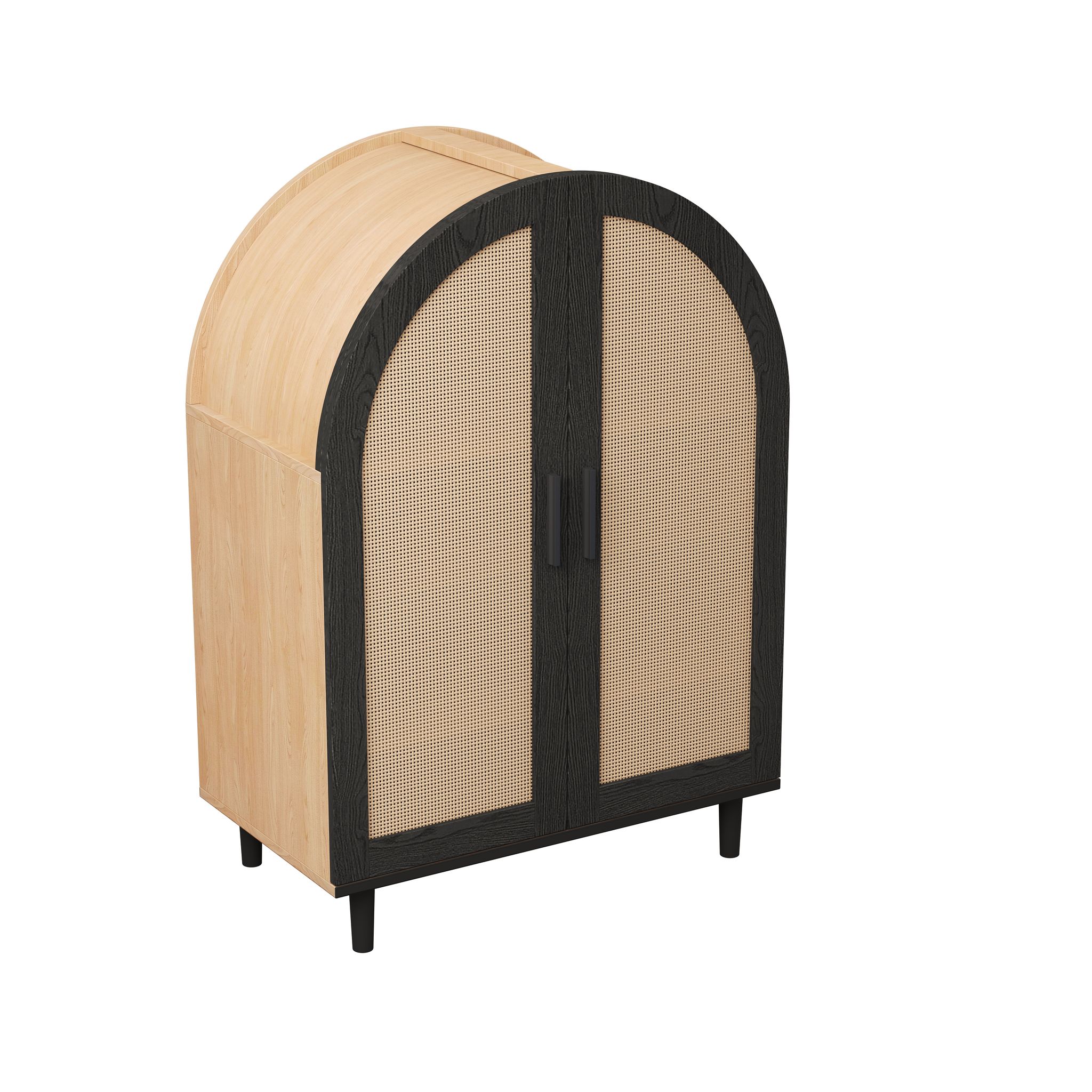 Elvmi Schuhschrank Mit 2 Türen, 3 Einlegeböden Davon 2 Verstellbar, Für Flur, Aus Mdf Und Spanplatte, 70 × 40 × 100 Cm, Natur Und Schwarz