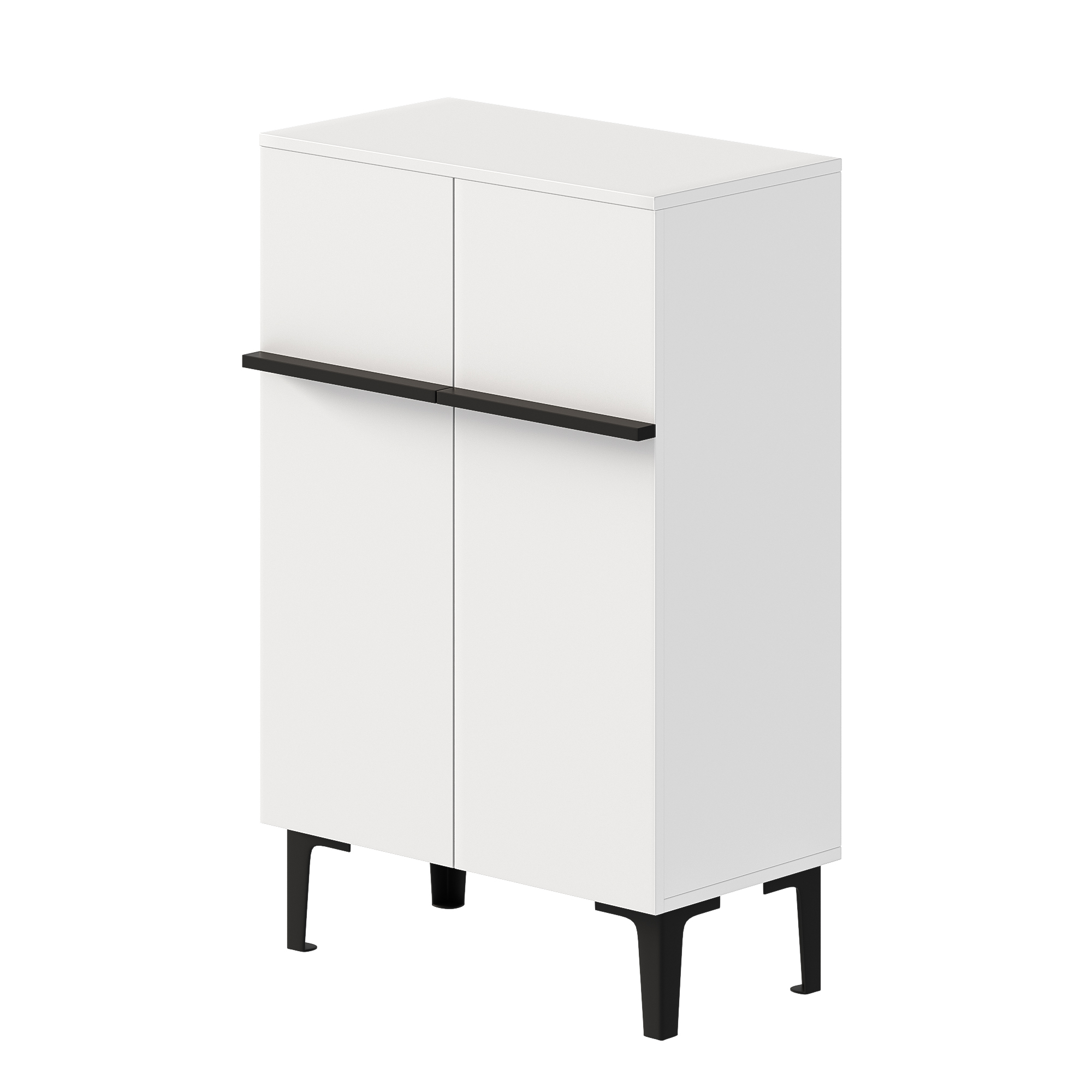 Elvmi Schuhschrank Mit 2 Türen Und Verstellbaren Einlegeböden Für Eingangsbereich Aus Spanplatte 60 × 34.5 × 95 Cm Weiß Und Schwarz