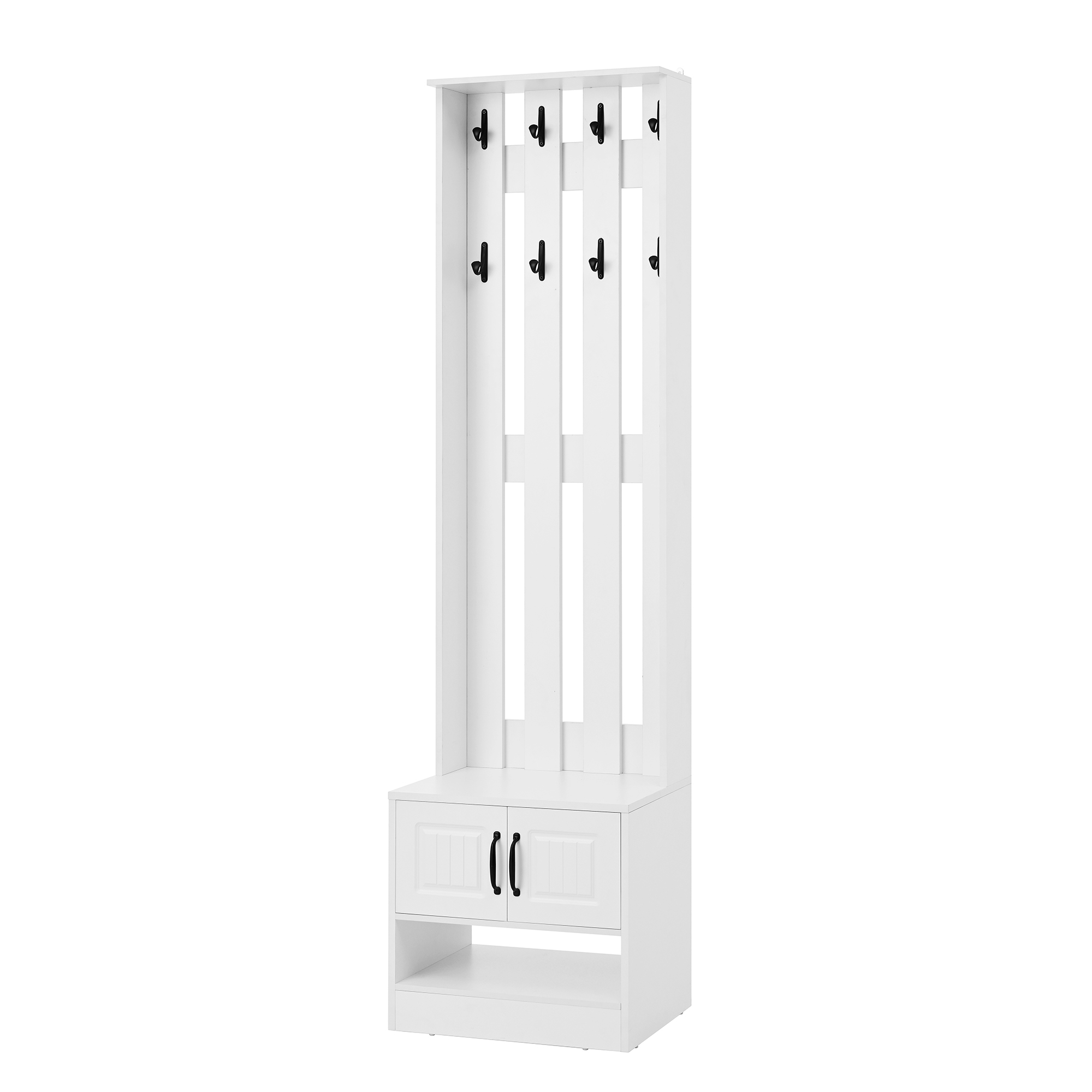 Elvmi Garderobenschrank Mit 2 Türen Und Rückwand Mit 8 Haken Für Flur Aus Spanplatte 50 × 36 × 190 Cm Weiß