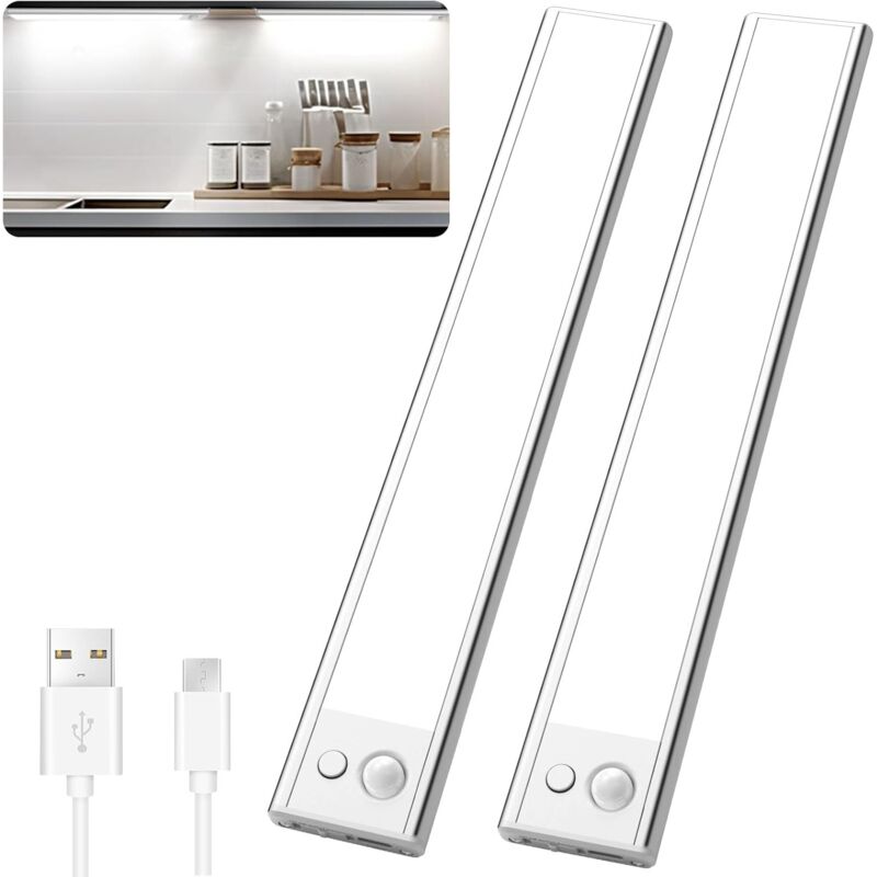 23 Cm Lange, Per Usb Aufladbare Led-streifenleuchte Mit Bewegungssensor – 3 Beleuchtungsmodi – 1500-mah-akku – Für Küche Und Kleiderschrank – 2er-pack
