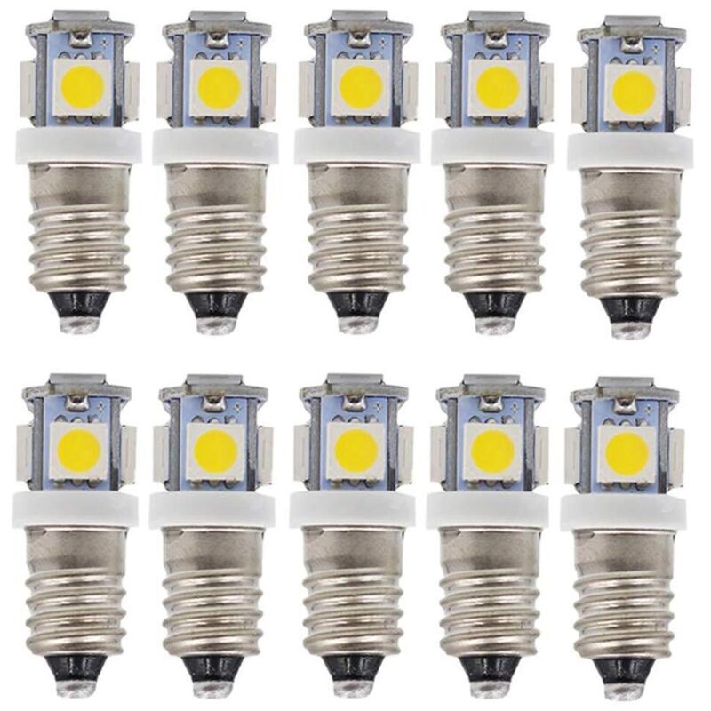 E10 Ac 6v Led-lampen – 10er-pack, Miniatur, 50 Lm, Kompatibel Mit Niederspannungsschaltungen