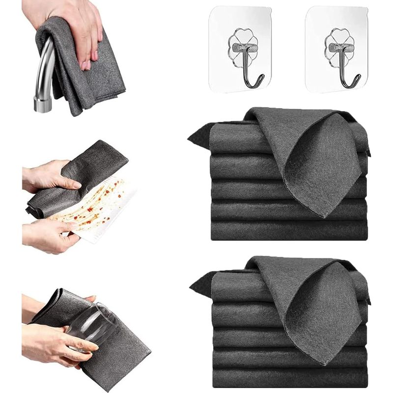 Lot De 10 Chiffons Microfibre Épais 30cm, Ultra Absorbants Et Réutilisables Pour Nettoyage Maison Et Voiture