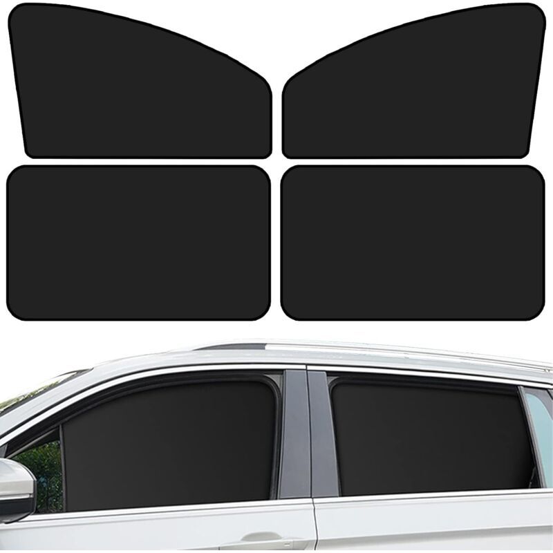 Lot De 4 Pare-soleil Auto Universels, Protection Uv Intégrale Double Face Noire, Accessoires Sièges Et Camping
