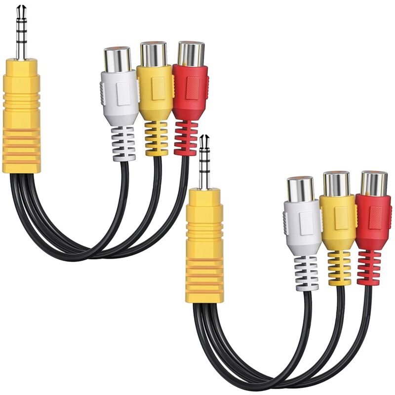 2er-pack Av-kabel 3,5 Mm Auf Cinch – 15 Cm – Für Dvd-player, Fernseher, Konsole Und Av-systeme