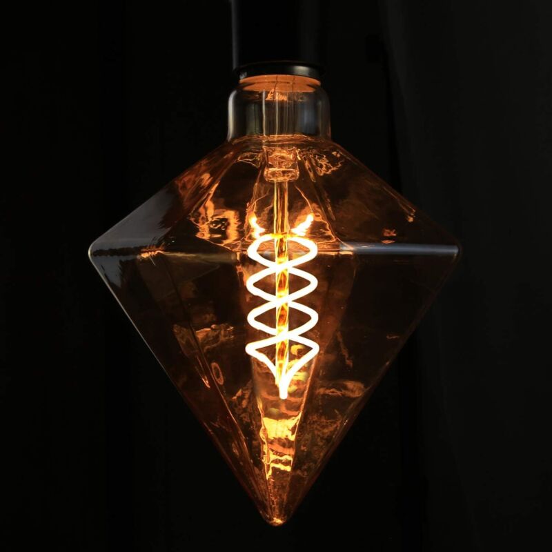 Retro-edison-e27-led-glühbirne, 3 W, Warmweiß (2700 K), Dekorative Diamantspirallampe Für Den Innenbereich, Cafés, Bars Und Restaurants