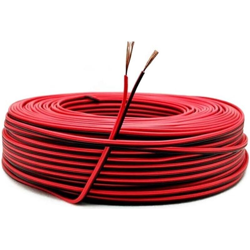 Câble Électrique Souple 22awg 0,33mm² Cuivre Étame 2 Conducteurs Pvc Pour Led Bricolage Diy 20m (10m Noir + 10m Rouge)