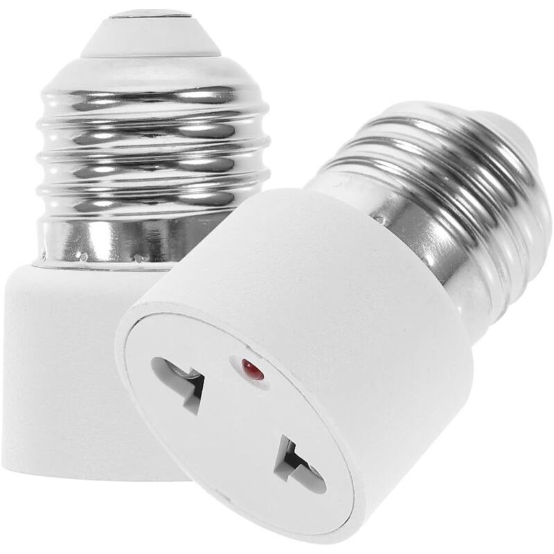 Lot De 2 Adaptateurs Douille E27 Vers Prise Électrique Mural, Convertisseur Ampoule En Prise De Courant Standard