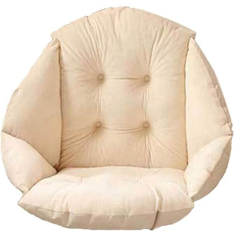 Stuhlkissen Mit Rückenlehne Für Schalensitzfläche Aus Weichem, Elastischem Samt, Wasserabweisend, Für Rattan- Oder Strohstühle, Garten, Beige, 40 X 40 X 48 Cm