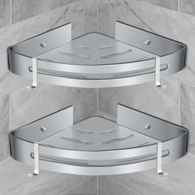 Eckduschablage Aus Aluminium, Kein Bohren Erforderlich – Maximale Traglast 18 Kg – 2er-set Silberne Modelle Fürs Badezimmer