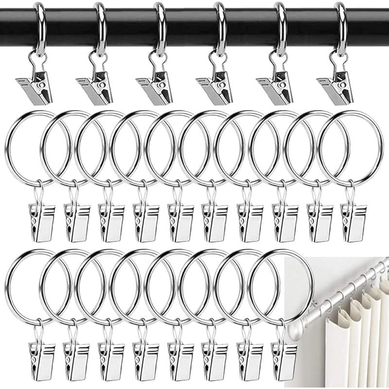 40-teiliges Set 38-mm-metallgardinenringe – Clips Für Gardinenstangen Und Duschen – Silber – Kompatibel Mit Allen Gardinenarten