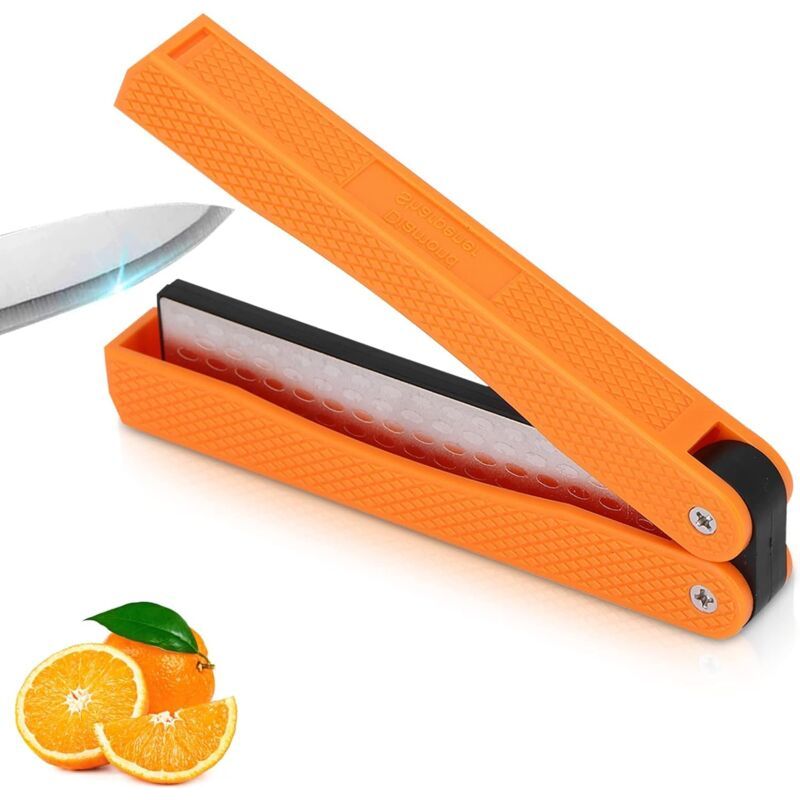 Affûteur De Couteaux Portable En Diamant, Outil Pliant Compact Pour Aiguisage Précis, Accessoire De Cuisine Pratique Et Durable (orange)