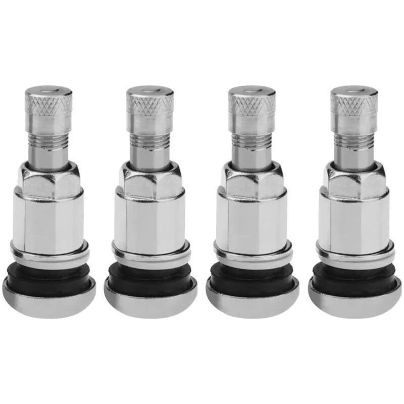 Lot De 4 Tiges De Valve Métal Avec Bouchons Anti-poussière, Étanchéité Renforcée Pour Voiture, Camion Et Moto