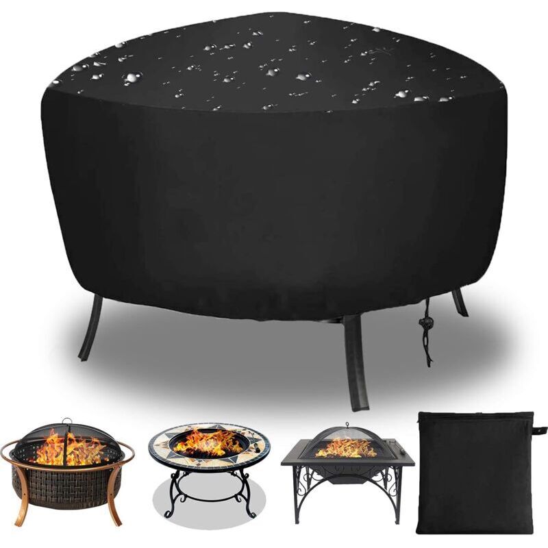 Schutzhülle Für Runde Feuerstelle 80 X 65 Cm – Wasserdichtes Und Uv-beständiges Oxford-gewebe – Verstellbarer Kordelzug