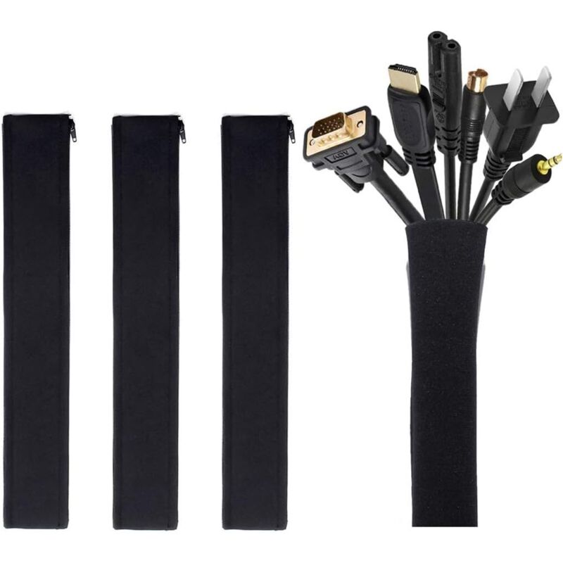 Flexibler Neopren-kabelorganizer, 4er-pack (je 50 Cm) Für Fernseher, Computer, Usb, Audio Und Video, Schwarz