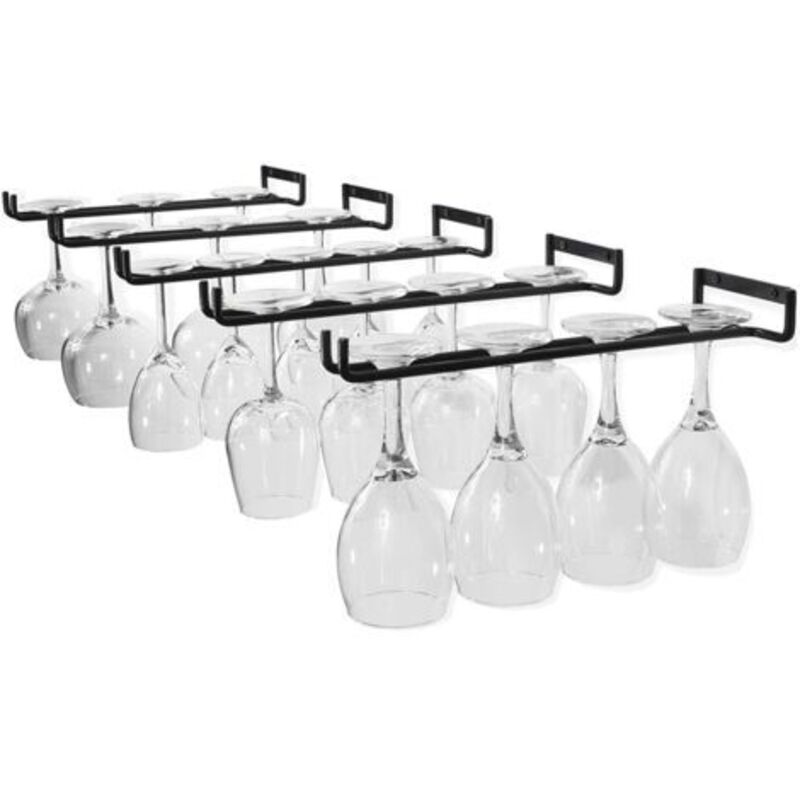 Wandmontiertes Weinglasregal Aus Glas – Bietet Platz Für 13 Bis 18 Weingläser Mit 5 Schienen, Abmessungen 30 X 5 X 2 Cm, Elegantes Und Kompaktes Design