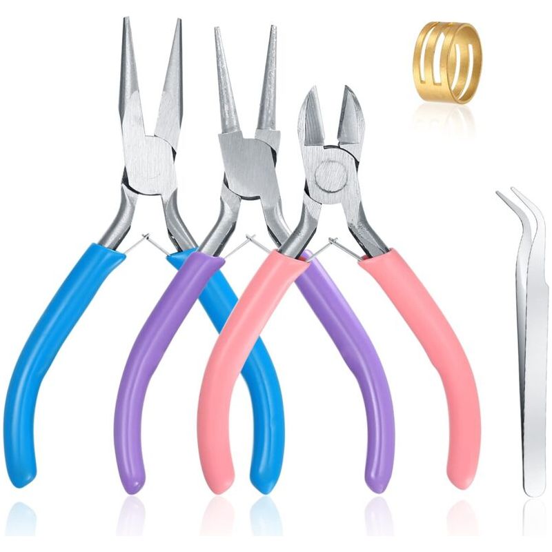 Kit 3 Pinces À Bijoux Professionnelles Avec Coupe-fil Et Becs Longs, Outils De Fabrication Pour Chaînes Et Perles