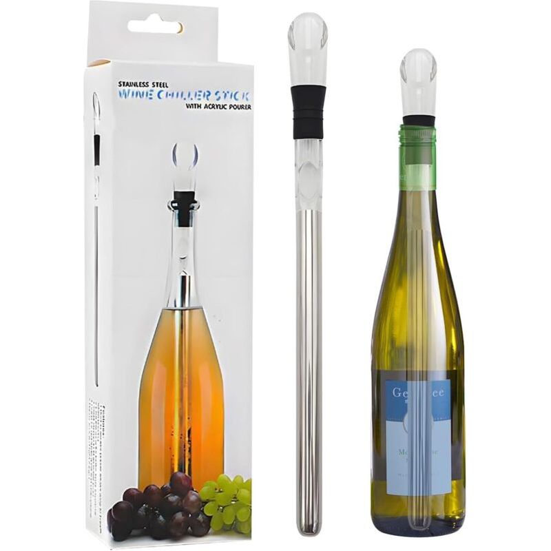 Baguette Réfrigérante Pour Vin En Acier Inoxydable, Refroidisseur De Bouteille Réutilisable, Accessoire Idéal Pour Vins Blancs Et Rouges, Cadeau Œnophile