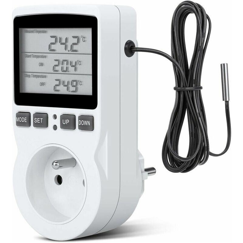 Prise Programmable Numérique Avec Sonde 1,8m, Contrôle Température -40 À 120°c, Minuterie Écran Lcd Pour Serre Et Aquarium
