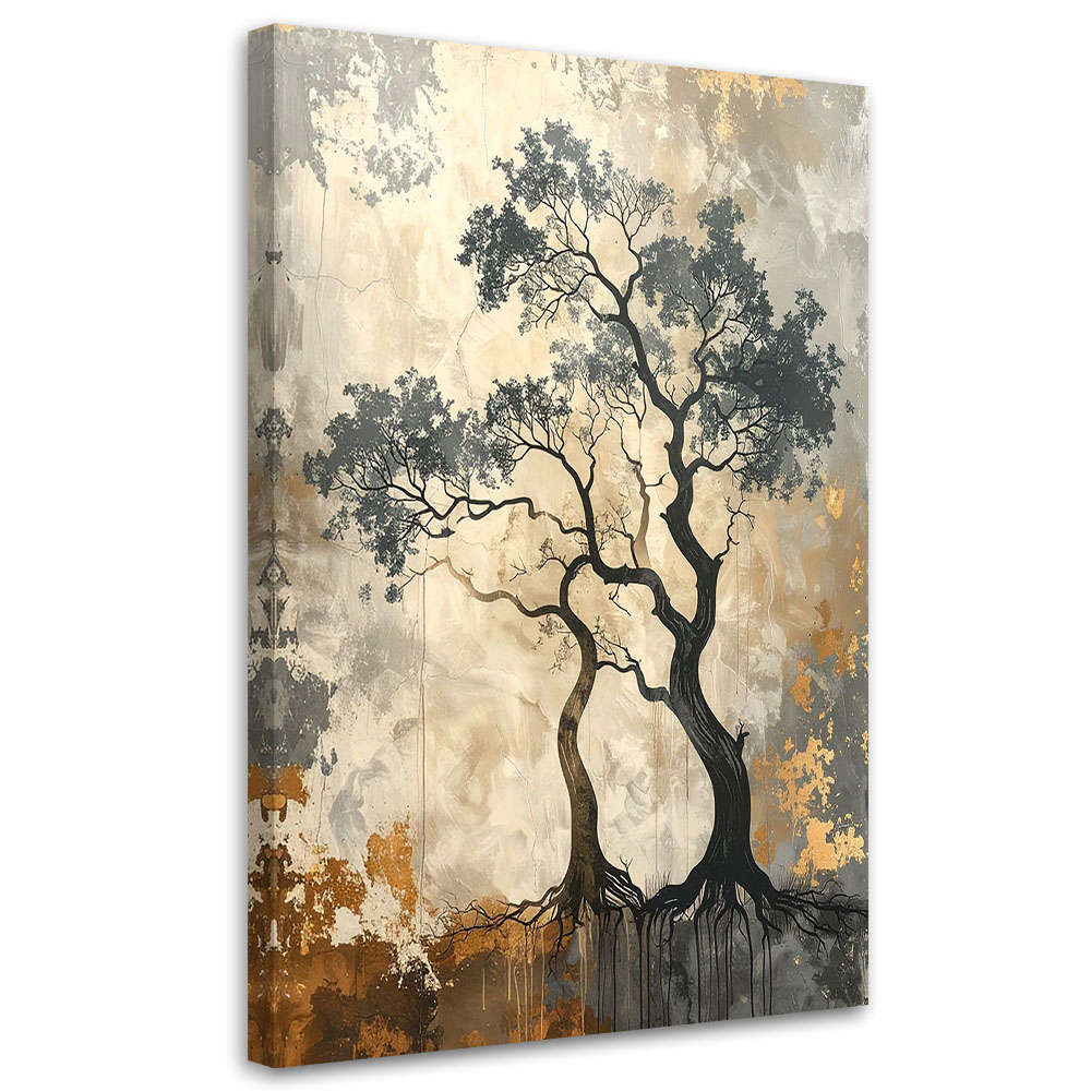 Wandbild Bäume Grunge Natur Beige Gold 30x45