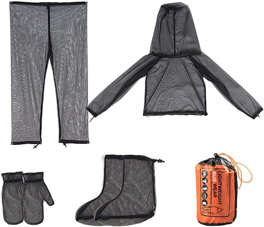 Leichte Und Transparente Mückenschutzjacke Aus Polyester-mesh – Komplettset (jacke, Hose, Kapuze, Fäustlinge, Socken) Für Erwachsene Mit Einer Körpergröße Von 175–190 Cm