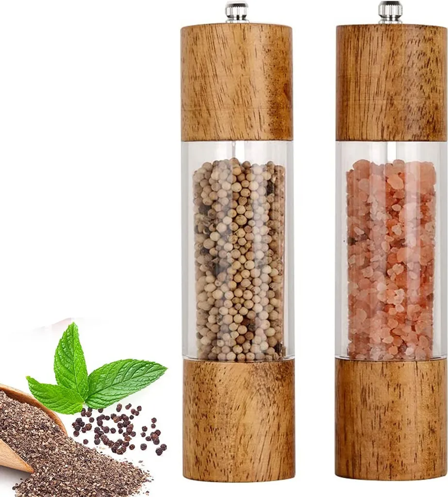 Manuelle Salz- Und Pfeffermühlen – Holzgewürzmühlen Mit Verstellbarem Keramikkern, Salzmühle Und Pfeffermühle (8 Zoll)