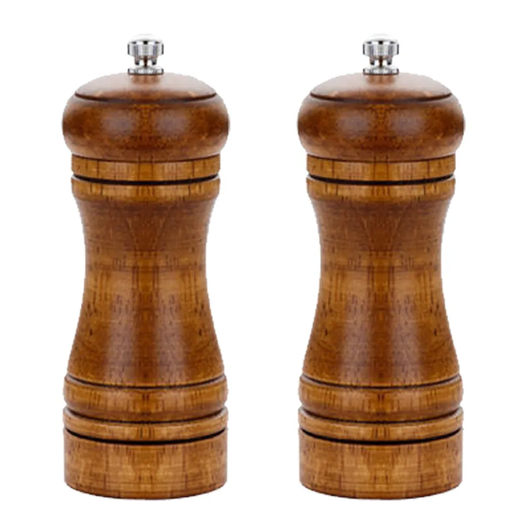 Holz-salz- Und Pfeffermühlen-set Mit Keramikkern, Kleines Zweiteiliges Set