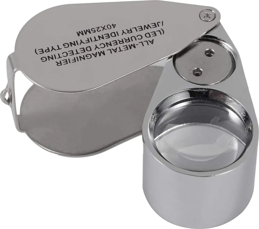 Juwelierslupe, 40-fache Vergrößerung, Aus Metall, Faltlupe Mit Led- Und Uv-licht, Lupe Für Diamanten, Juweliere, Münzen, Briefmarken