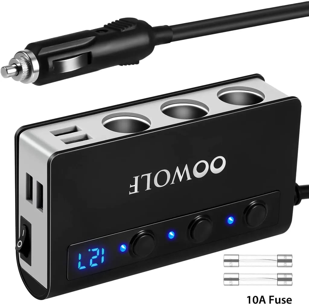 3-fach Zigarettenanzünder-adapter Mit 4 Usb-anschlüssen, 12/24v Dc Autoladegerät Für Iphone, Ipad, Gps Und Mehr - Schwarz