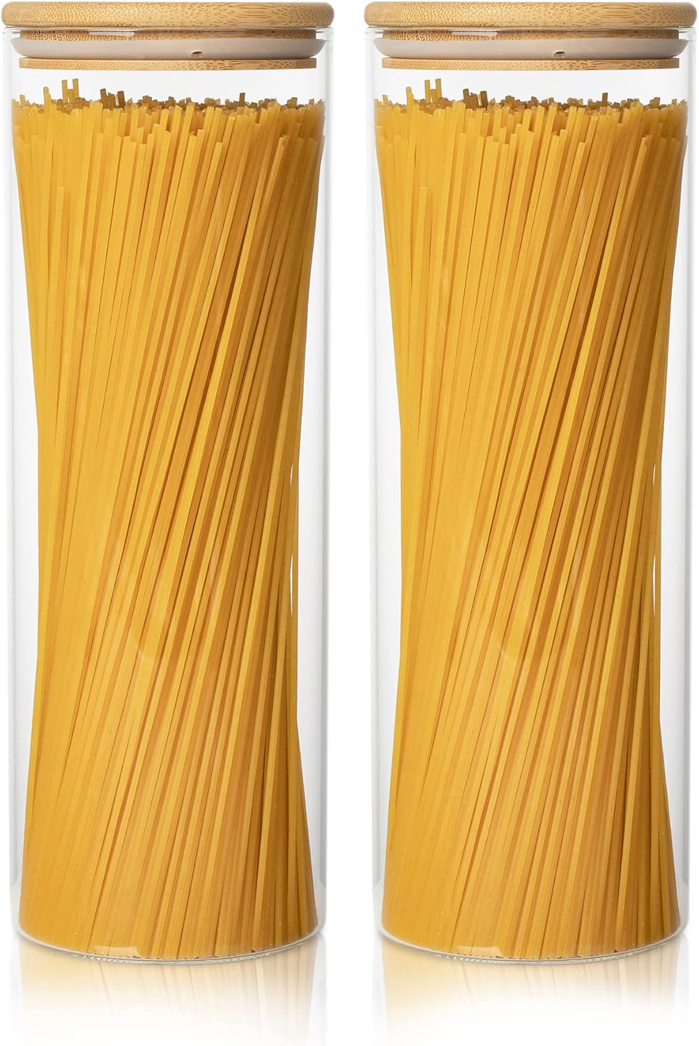 Luftdichtes Glas Mit Bambusdeckel – 2er-set Vorratsgläser – Borosilikatglas Für Mehl, Müsli, Spaghetti