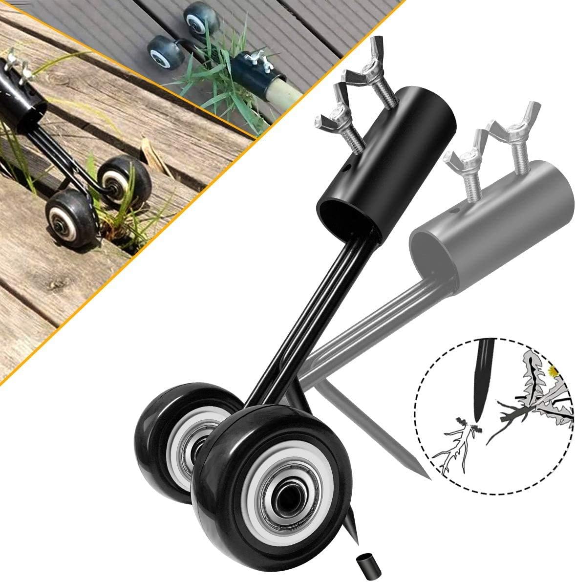Unkrautstecher Mit Rädern, Müheloser Unkrautentferner Für Die Reinigung Zwischen Pflastersteinen, Platten, Terrassen Und Rasenflächen, Gerade Klinge