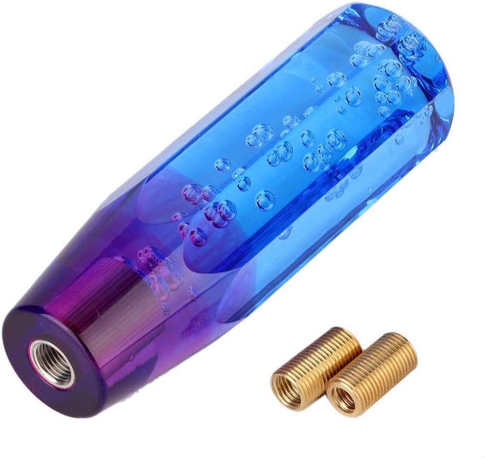 Universeller Zweifarbiger Kristallblasen-schaltknauf, Mit 8-mm- Und 10-mm-gewinde (lila Und Blau, 1 Stück)