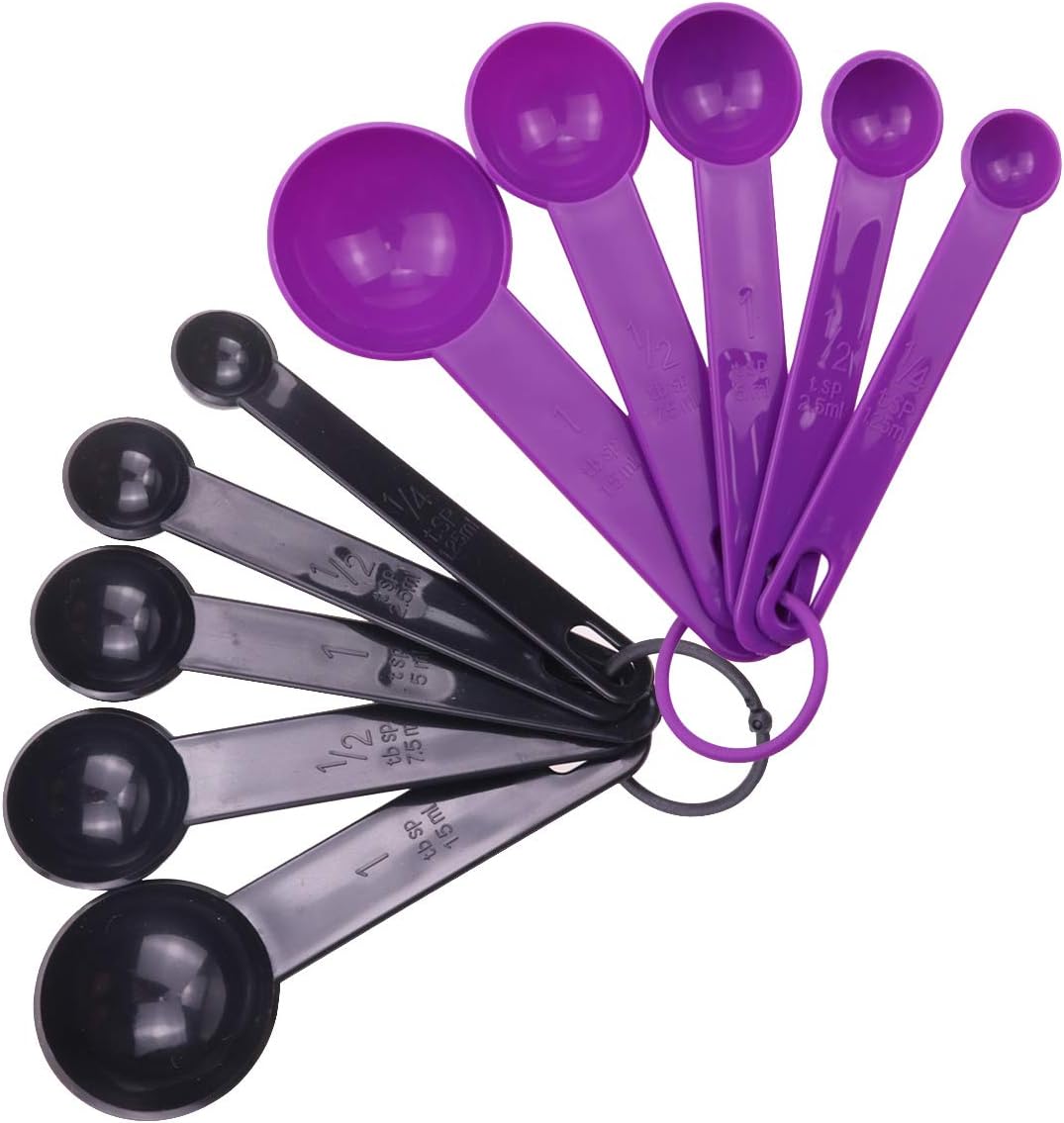 Bunte Messbecher, Messlöffel, Küchenbecher, Messbecher-set Aus Kunststoff Zum Abmessen Von Trockenen, Pulverförmigen Und Flüssigen Zutaten, Ideal Zum Kochen Und Für Kinder, 10-teiliges Set (lila + Sch