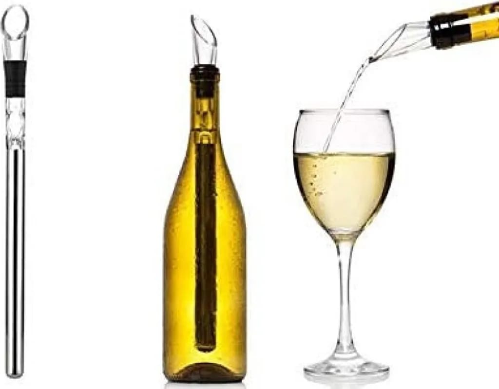 Weinkühler-set, Flaschenkühler + Dekanter Premium-weinzubehör: Edelstahl-weinkühlstab + Ausgießer + Dekantierbelüfter Bar-geschenk Für Frauen Und Männer, Rot- Und Weißweingeschenkset