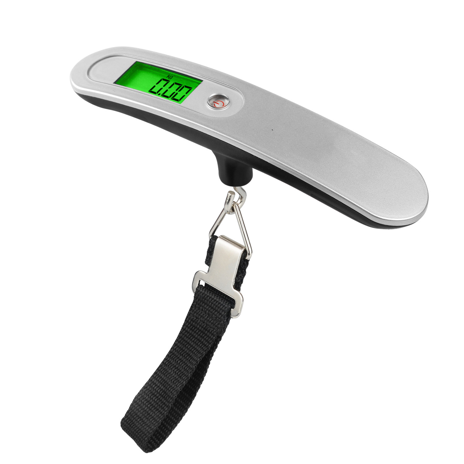 Hochpräzise, Zweiteilige Digitale Reisewaage, Tragbare Gepäckwaage, Wiegekapazität Bis 50 Kg, Robuste Aufhängung, Silberfarben – 160 X 30 X 42 Mm