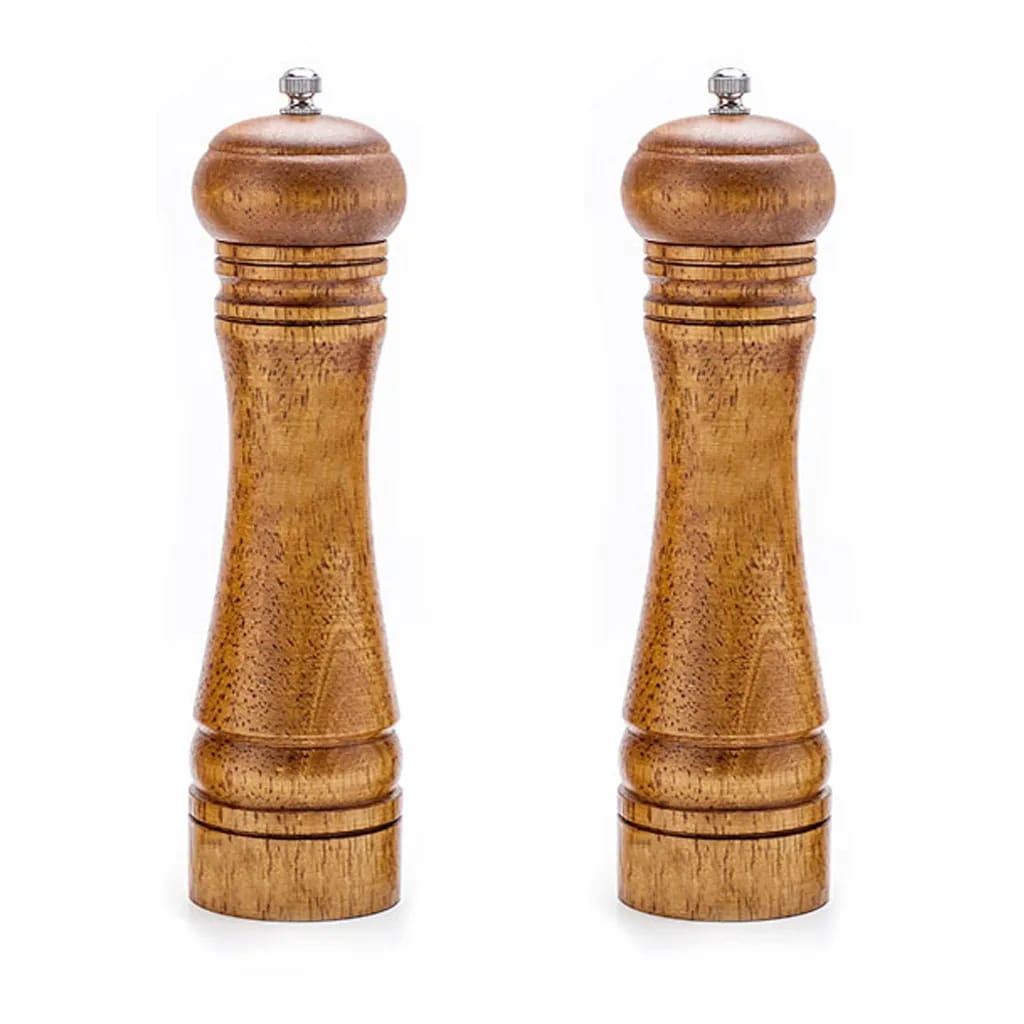 Salz- Und Pfeffermühlen-set, Pfeffermühle Aus Eichenholz, Salzmühle Aus Keramik, Einstellbare Grobheit In Verschiedenen Farben, Mühle Für Gewürze Und Samen – 2er-pack (26,6 Cm)