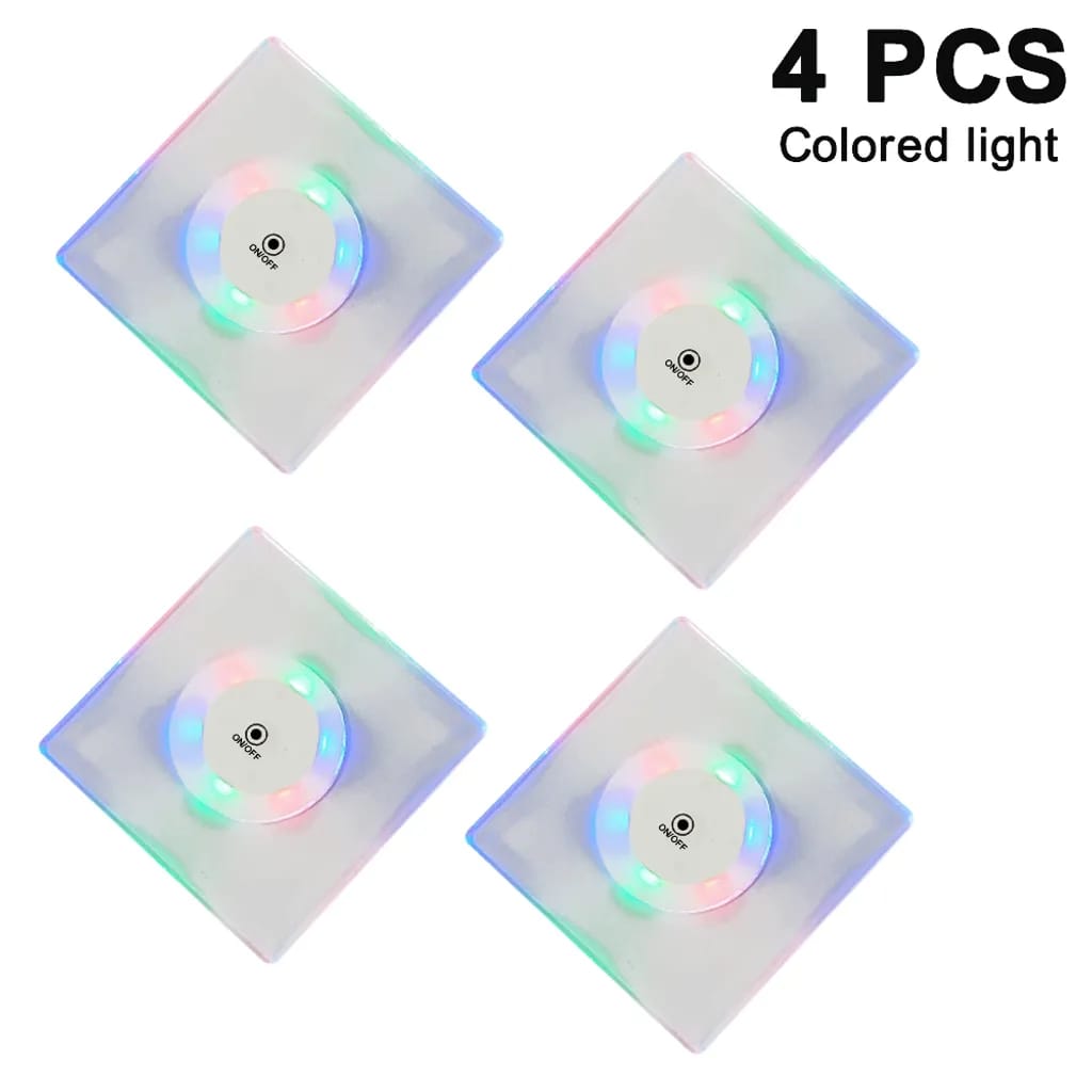 Led-untersetzer, 4 Stück Wasserdichte Leuchtende Untersetzer Bunt Untersetzer Für Getränke Cocktail Bier, Beleuchtete Untersetzer Für Bar, Restaurant, Party, Zuhause Dekoration (quadratisch, Mehrfarbi