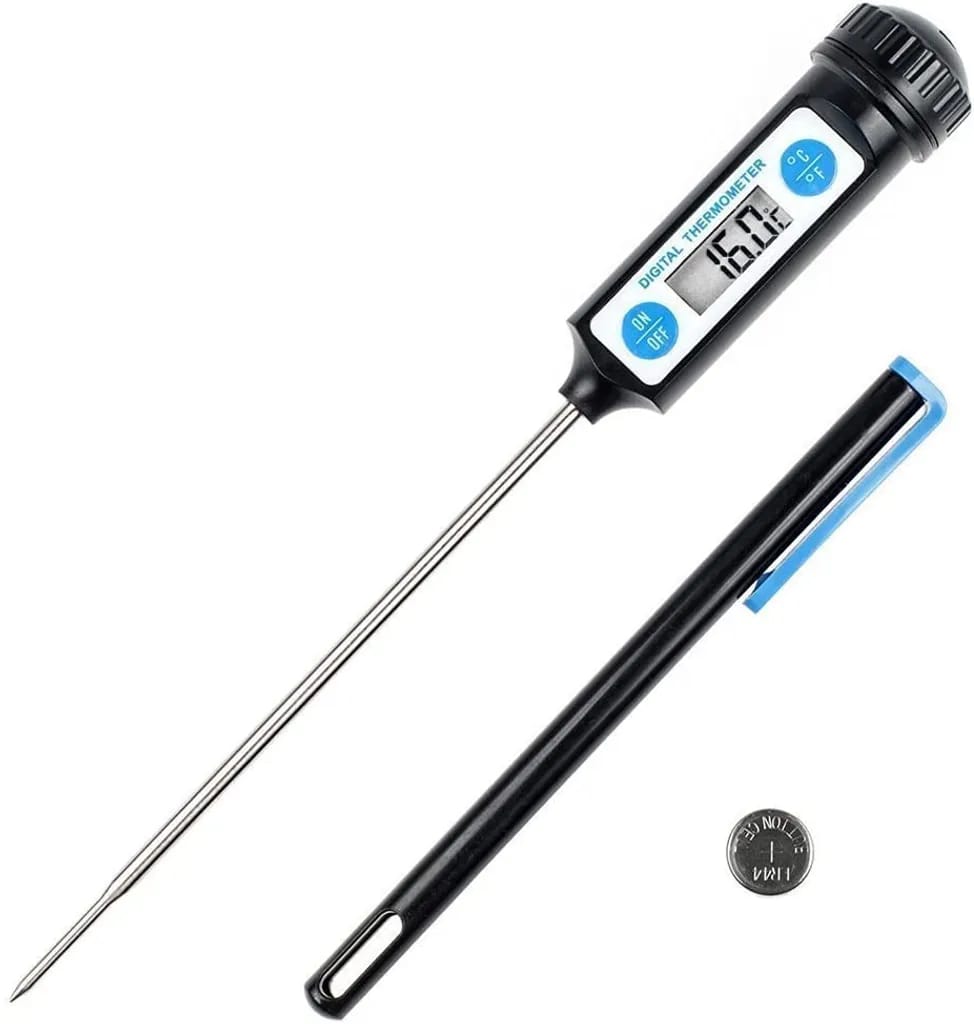 Kochthermometer, Digitales Küchenthermometer Mit Langer Sonde Und Lcd-anzeige Für Lebensmittel, Fleisch, Öl, Milch, Wein, Grill Und Heißes Wasser - Schwarz