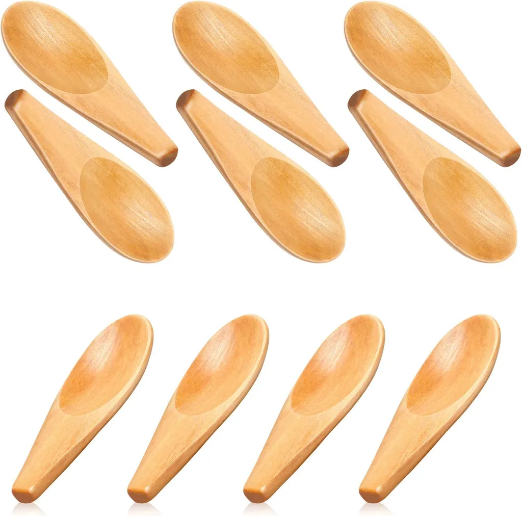 10 Stück Holzschaufel Massivholz-gewürzlöffel Mini-salzlöffel Aus Holz Mit Kurzem Griff Für Lose Teeblätter, Kaffeebohnen, Süßigkeiten, Milchpulver, Gewürze, Eiscreme
