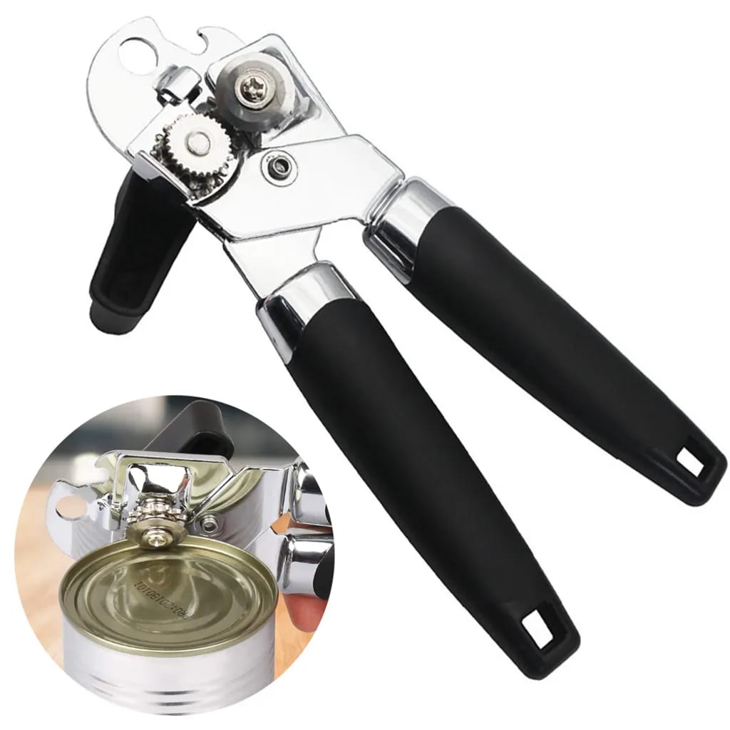 Dosenöffner, Manueller Edelstahl-dosenöffner Mit Rutschfestem Griff Und Ergonomischem Knopf, Glatter Kante, Bierflaschenöffner Für Senioren Mit Arthritis