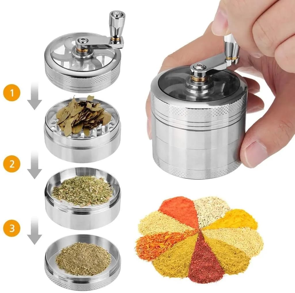 Zinklegierung Gewürze Kräutermühle Mit Pollensammler, Mehrfachkammern Und Magnetischen Deckel