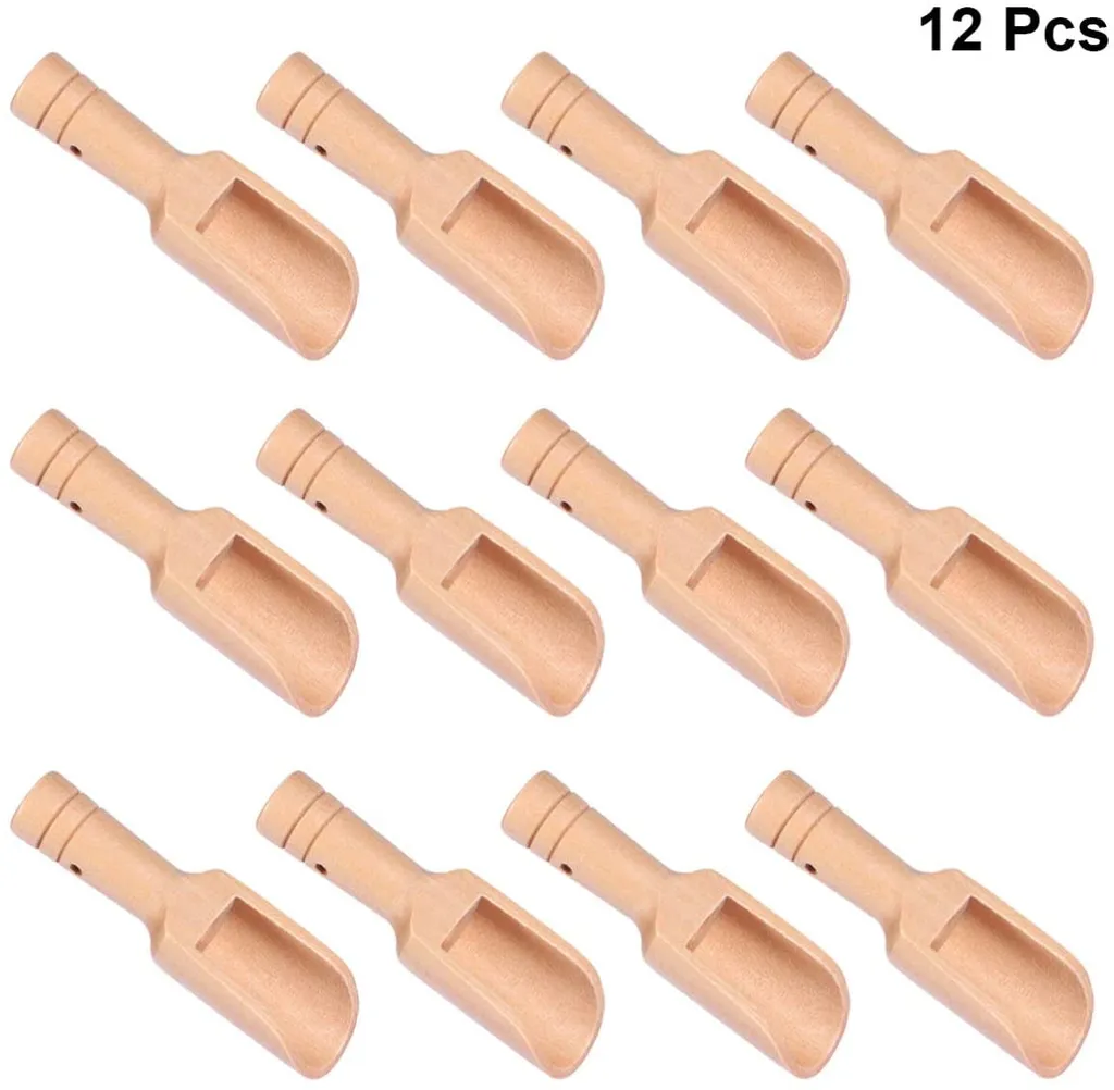 12 Kleine Holzsalzlöffel, Massivholz, Handgefertigt, Honiglöffel, Gewürze, Zucker, Kaffee, Tee, Marmelade, Senf, Eis, Milch